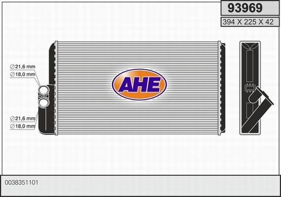 AHE 93969 - Теплообменник, отопление салона autosila-amz.com