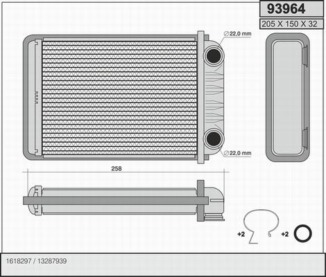 AHE 93964 - Теплообменник, отопление салона autosila-amz.com