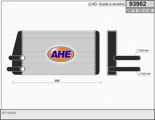 AHE 93962 - Теплообменник, отопление салона autosila-amz.com