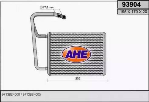 AHE 93904 - Теплообменник, отопление салона autosila-amz.com