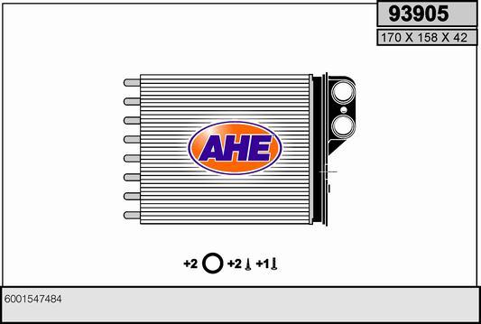 AHE 93905 - Теплообменник, отопление салона autosila-amz.com