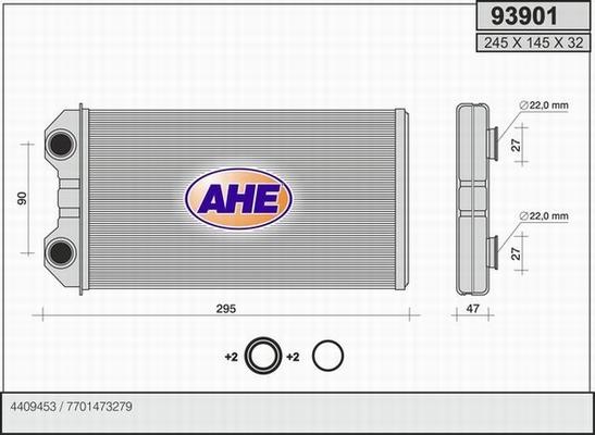 AHE 93901 - Теплообменник, отопление салона autosila-amz.com