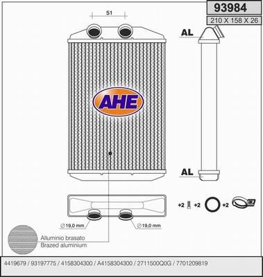 AHE 93984 - Теплообменник, отопление салона autosila-amz.com