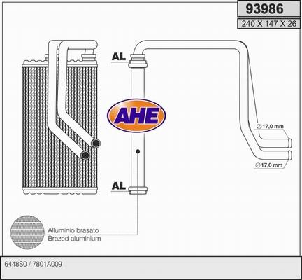 AHE 93986 - Теплообменник, отопление салона autosila-amz.com