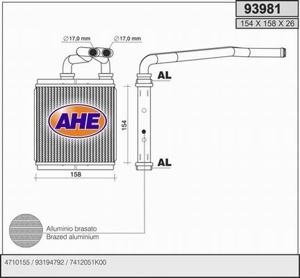 AHE 93981 - Теплообменник, отопление салона autosila-amz.com