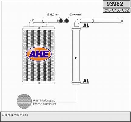 AHE 93982 - Теплообменник, отопление салона autosila-amz.com