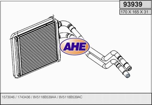 AHE 93939 - Теплообменник, отопление салона autosila-amz.com