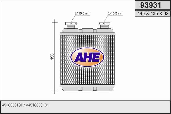 AHE 93931 - Теплообменник, отопление салона autosila-amz.com