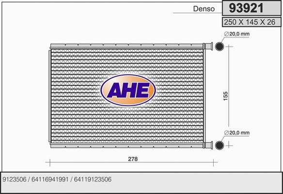 AHE 93921 - Теплообменник, отопление салона autosila-amz.com