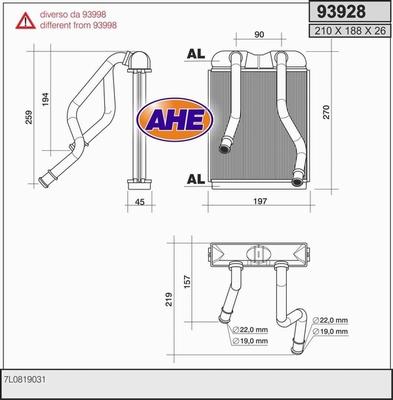 AHE 93928 - Теплообменник, отопление салона autosila-amz.com