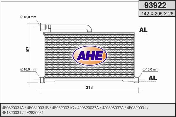 AHE 93922 - Теплообменник, отопление салона autosila-amz.com