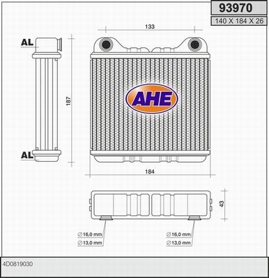 AHE 93970 - Теплообменник, отопление салона autosila-amz.com