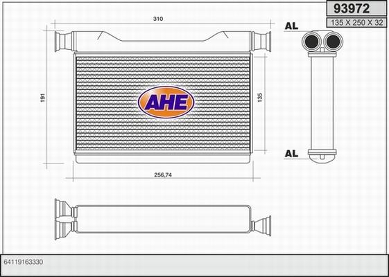 AHE 93972 - Теплообменник, отопление салона autosila-amz.com