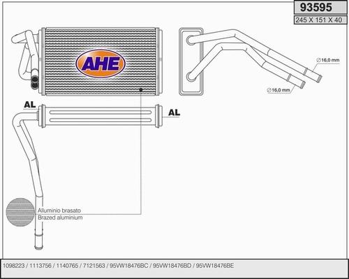 AHE 93595 - Теплообменник, отопление салона autosila-amz.com