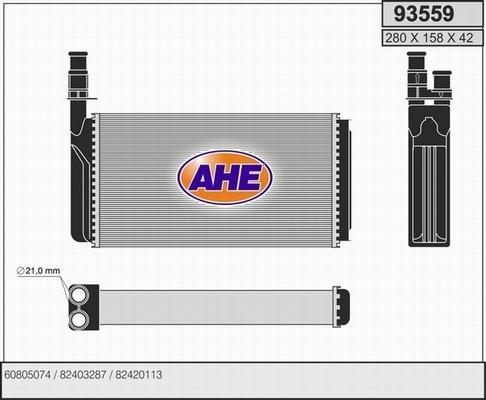 AHE 93559 - Теплообменник, отопление салона autosila-amz.com