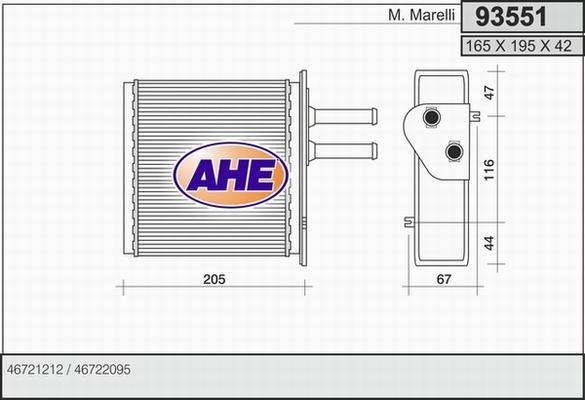 AHE 93551 - Теплообменник, отопление салона autosila-amz.com