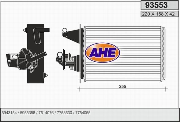 AHE 93553 - Теплообменник, отопление салона autosila-amz.com