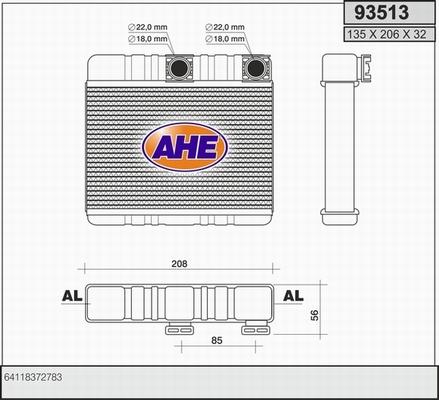 AHE 93513 - Теплообменник, отопление салона autosila-amz.com
