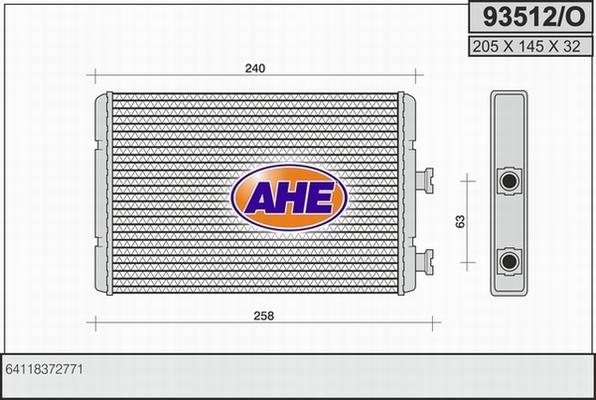 AHE 93512/O - Теплообменник, отопление салона autosila-amz.com