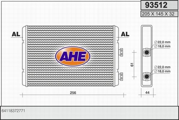 AHE 93512 - Теплообменник, отопление салона autosila-amz.com
