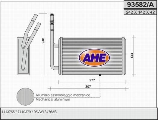 AHE 93582/A - Теплообменник, отопление салона autosila-amz.com