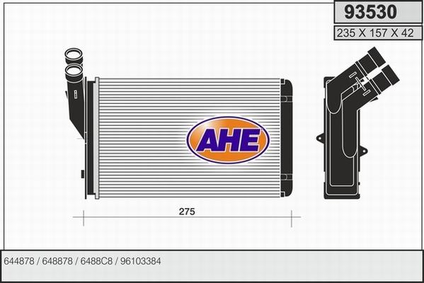 AHE 93530 - Теплообменник, отопление салона autosila-amz.com