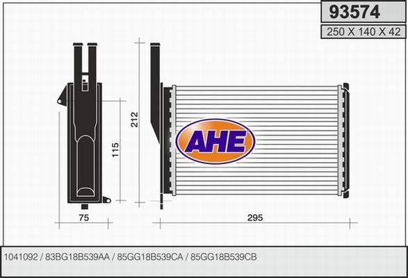 AHE 93574 - Теплообменник, отопление салона autosila-amz.com