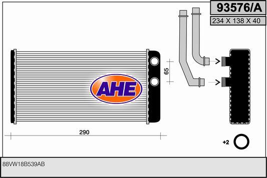 AHE 93576/A - Теплообменник, отопление салона autosila-amz.com