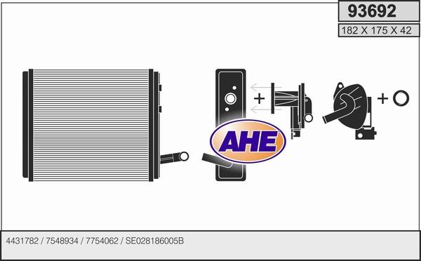 AHE 93692 - Теплообменник, отопление салона autosila-amz.com