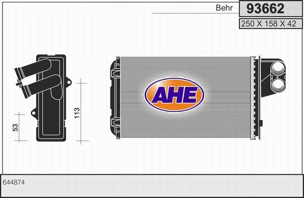 AHE 93662 - Теплообменник, отопление салона autosila-amz.com