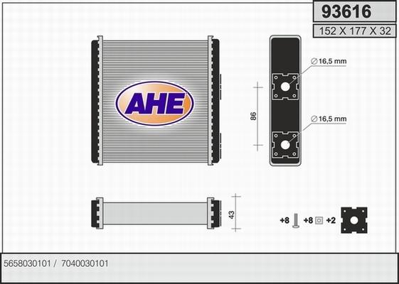 AHE 93616 - Теплообменник, отопление салона autosila-amz.com