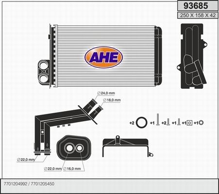 AHE 93685 - Теплообменник, отопление салона autosila-amz.com
