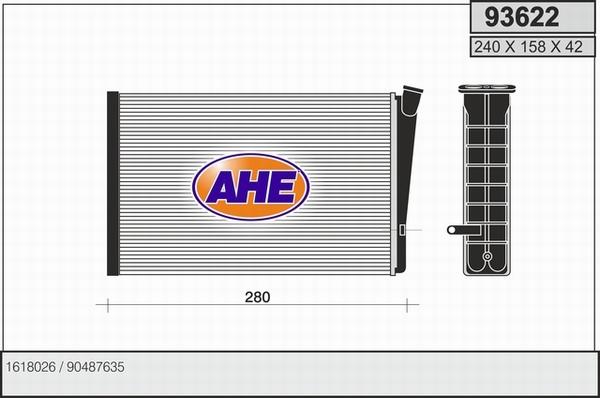 AHE 93622 - Теплообменник, отопление салона autosila-amz.com