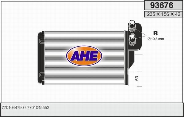 AHE 93676 - Теплообменник, отопление салона autosila-amz.com