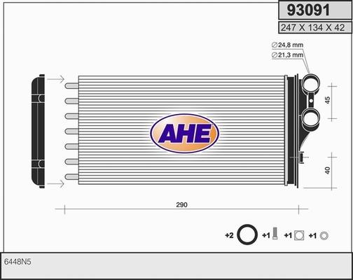 AHE 93091 - Теплообменник, отопление салона autosila-amz.com