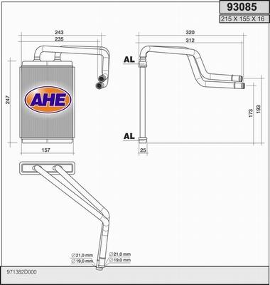 AHE 93085 - Теплообменник, отопление салона autosila-amz.com