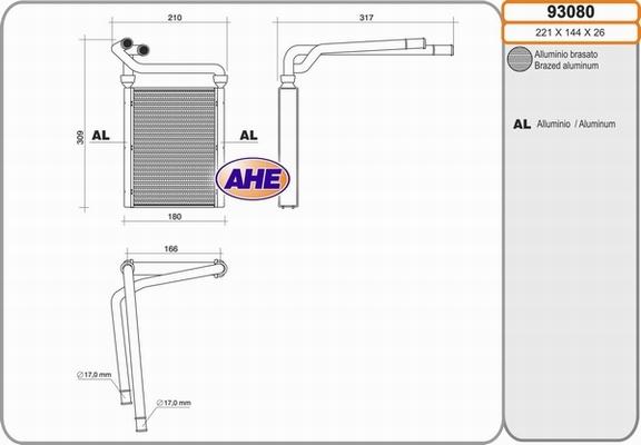 AHE 93080 - Теплообменник, отопление салона autosila-amz.com