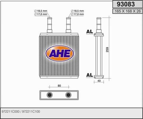 AHE 93083 - Теплообменник, отопление салона autosila-amz.com