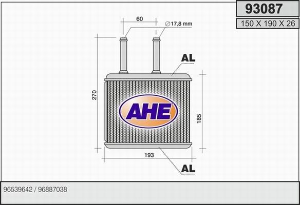 AHE 93087 - Теплообменник, отопление салона autosila-amz.com