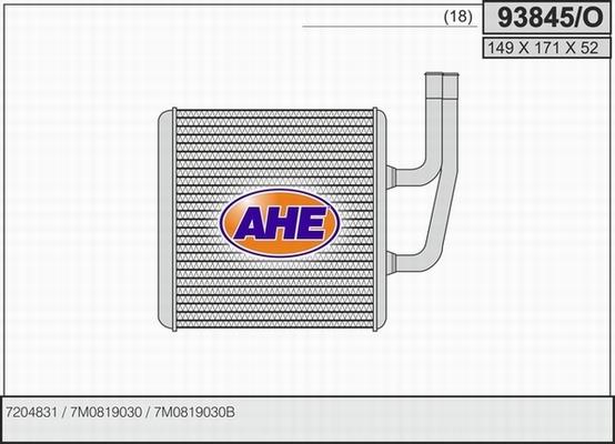 AHE 93845/O - Теплообменник, отопление салона autosila-amz.com