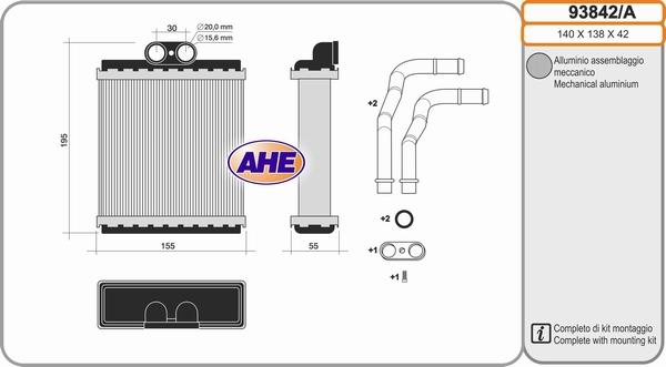AHE 93842/A - Теплообменник, отопление салона autosila-amz.com