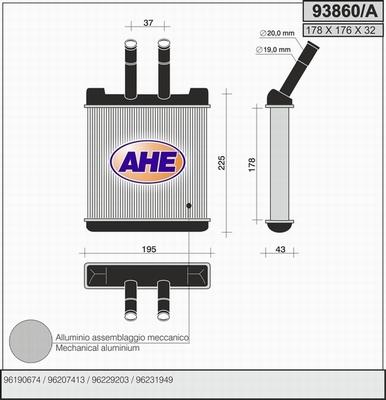 AHE 93860/A - Теплообменник, отопление салона autosila-amz.com