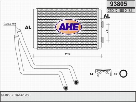 AHE 93805 - Теплообменник, отопление салона autosila-amz.com