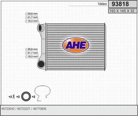 AHE 93818 - Теплообменник, отопление салона autosila-amz.com