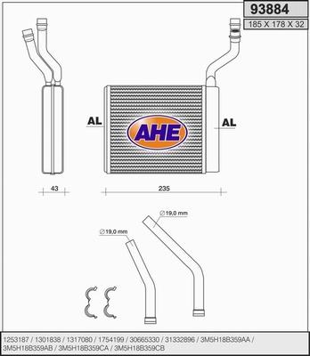 AHE 93884 - Теплообменник, отопление салона autosila-amz.com