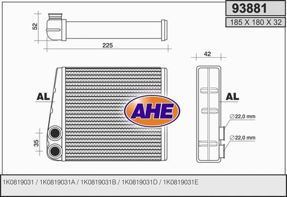 AHE 93881 - Теплообменник, отопление салона autosila-amz.com