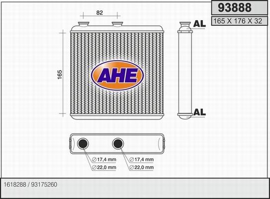 AHE 93888 - Теплообменник, отопление салона autosila-amz.com