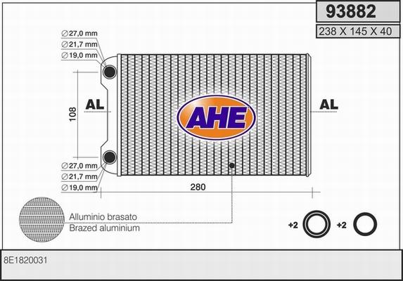 AHE 93882 - Теплообменник, отопление салона autosila-amz.com