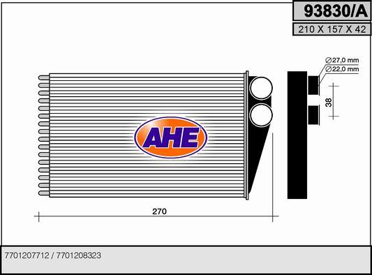 AHE 93830/A - Теплообменник, отопление салона autosila-amz.com