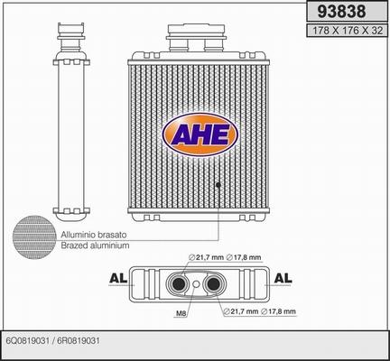 AHE 93838 - Теплообменник, отопление салона autosila-amz.com